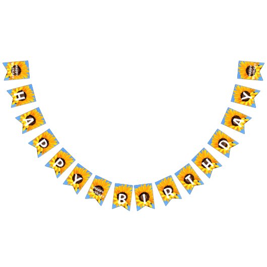 Gele zonnebloemen op Blue Sky - Happy Birthday Vlaggetjes (Alle)