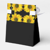 Gele zonnebloemen op zwart bedankdoosjes (Achterkant)