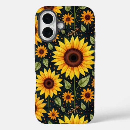 Gele zonnebloemen op zwart Case-Mate iPhone case (Achterkant)