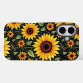 Gele zonnebloemen op zwart Case-Mate iPhone case (Achterkant (horizontaal))