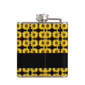 Gele zonnebloemen op zwart heupfles (Achterkant)