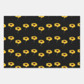 Gele zonnebloemen op zwart inpakpapier vel (Voorkant 2)