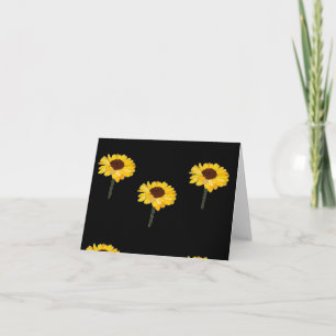 Gele zonnebloemen op zwart kaart