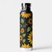 Gele zonnebloemen op zwart waterfles (Rechts)