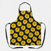 Gele zonnebloemen op zwarte pron schort (Voorkant)