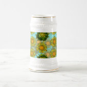 Gele zonnebloemen Patroon met Vloeiing en Buds Bierpul (Center)