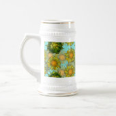 Gele zonnebloemen Patroon met Vloeiing en Buds Bierpul (Links)