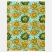 Gele zonnebloemen Patroon met Vloeiing en Buds Fleece Deken (Voorkant)