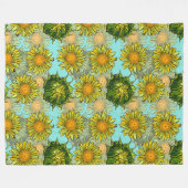 Gele zonnebloemen Patroon met Vloeiing en Buds Fleece Deken (Voorkant (Horizontaal))