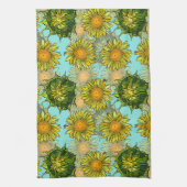 Gele zonnebloemen Patroon met Vloeiing en Buds Theedoek (Verticaal)