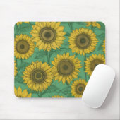 Gele zonnebloemen patroon muismat (Met muis)