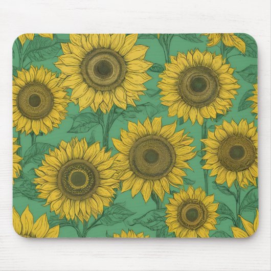 Gele zonnebloemen patroon muismat (Voorkant)