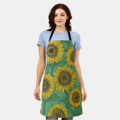 Gele zonnebloemen patroon schort (Gedragen)