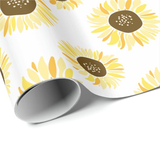 Gele zonnebloemen Pattern Floral Cadeaupapier (Rol Hoek)