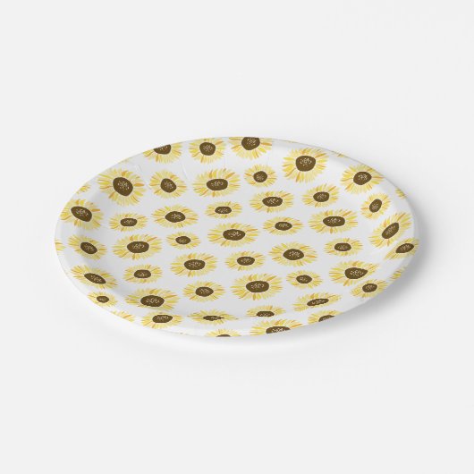 Gele zonnebloemen Pattern Floral Papieren Bordje (Gekanteld)