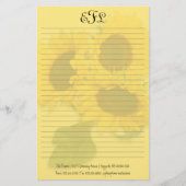 Gele Zonnebloemen Persoonlijk Monogram Schrijfpapi Briefpapier (Voorkant)