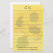 Gele Zonnebloemen Persoonlijk Monogram Schrijfpapi Briefpapier (Voorkant / Achterkant)