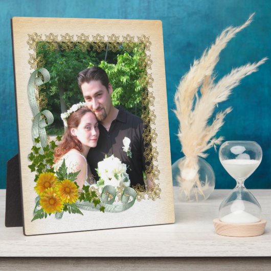 Gele zonnebloemen portretteren fotoplaque fotoplaat (Zijkant)