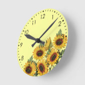 Gele zonnebloemen ronde klok (Hoek)