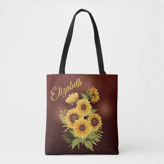 Gele zonnebloemen Rustic  Canvas Tote Bag (Voorkant)