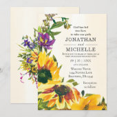 Gele zonnebloemen Rustic Floral Christelijk Weddin Kaart (Voorkant / Achterkant)