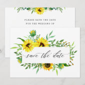 Gele zonnebloemen Rustic Wedding Save the Date (Voorkant / Achterkant)