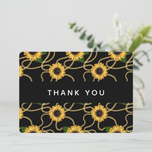 Gele Zonnebloemen Stijlvol Patroon Dank u Bedankkaart (Staand voorkant)