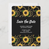  Gele Zonnebloemen Stijlvol Pattern Weddenschap Save The Date (Voorkant)