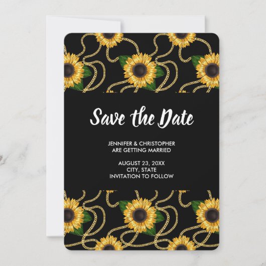 Gele Zonnebloemen Stijlvol Pattern Weddenschap Save The Date (Voorkant)