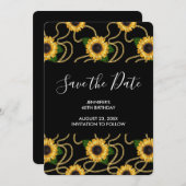 Gele Zonnebloemen Stijlvolle Patroondag Save The Date (Voorkant / Achterkant)