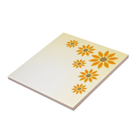 Gele zonnebloemen tegeltje (Zijkant)