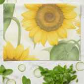 Gele zonnebloemen theedoek (Gevouwen)