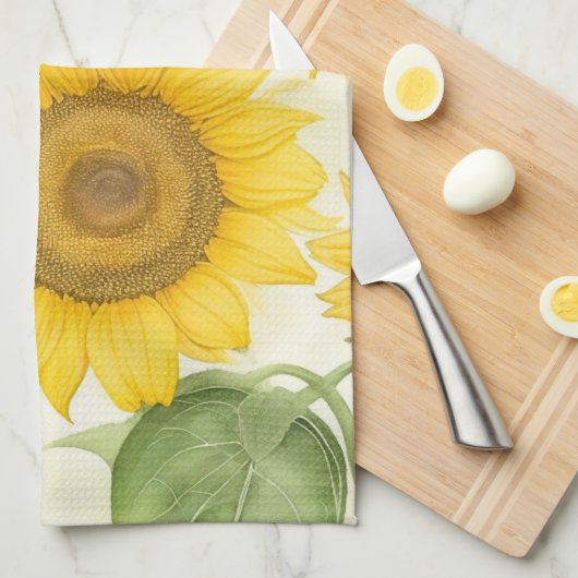 Gele zonnebloemen theedoek (Quarter Fold)