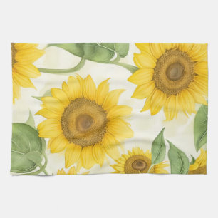 Gele zonnebloemen theedoek