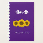 Gele zonnebloemen Trendy Paarse Floral Planner (Voorkant)