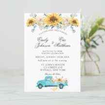 Gele zonnebloemen Turquoise Truck Wedding