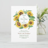 Gele Zonnebloemen uitnodiging (Staand voorkant)