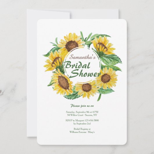 Gele Zonnebloemen uitnodiging (Voorkant)