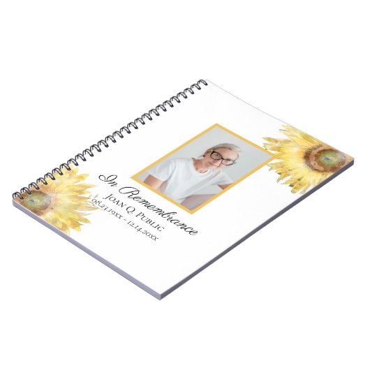 Gele Zonnebloemen Viering van het Leven Begrafenis Notitieboek (Linkerzijde)