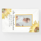 Gele Zonnebloemen Viering van het Leven Begrafenis Spandoek (Horizontaal)