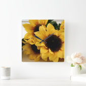 Gele zonnebloemen wandklok (Huis)