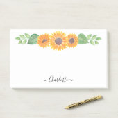 Gele zonnebloemen Waterverf Aangepast Post-it® Notes (Op bureau)