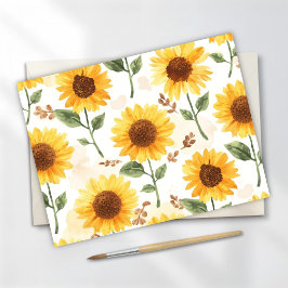 Gele Zonnebloemen Waterverf Bloemige Whimsical Briefkaart