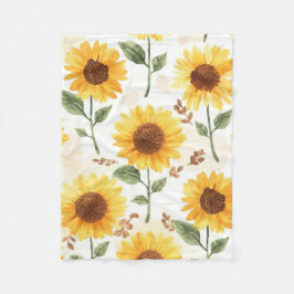 Gele Zonnebloemen Waterverf Bloemige Whimsisch Fleece Deken