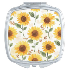 Gele zonnebloemen waterverf bloemrijke whimsical handtas spiegeltje