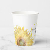 Gele zonnebloemen waterverf bruiloft papieren bekers (Rechts)
