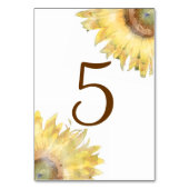 Gele zonnebloemen Waterverf Tabelnummers Kaart (Voorkant)