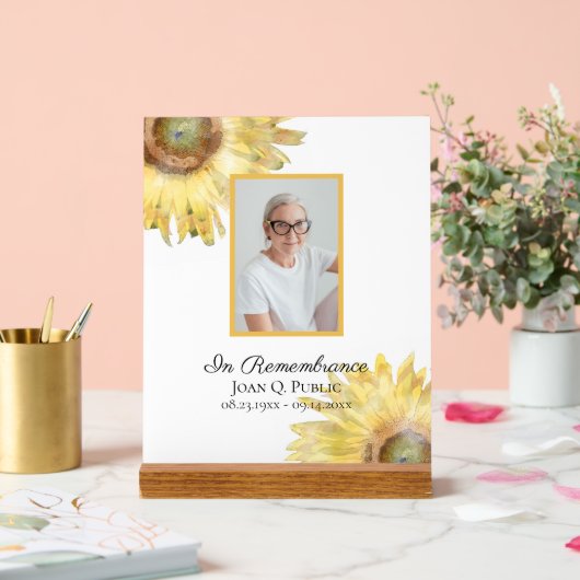 Gele Zonnebloemen Waterverf Viering van het leven Acryl Bord (Huwelijk)