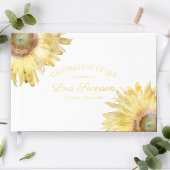 Gele Zonnebloemen Waterverf Viering van het leven Gastenboek