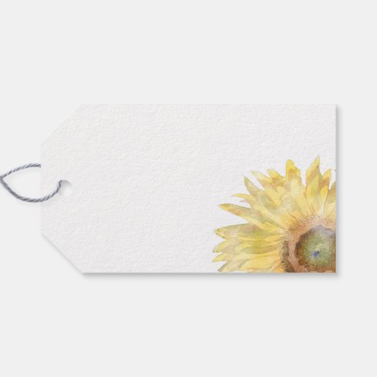 Gele zonnebloemen Waterverf Weddenschap Hartelijk  Cadeaulabel (Achterkant Horizontaal)